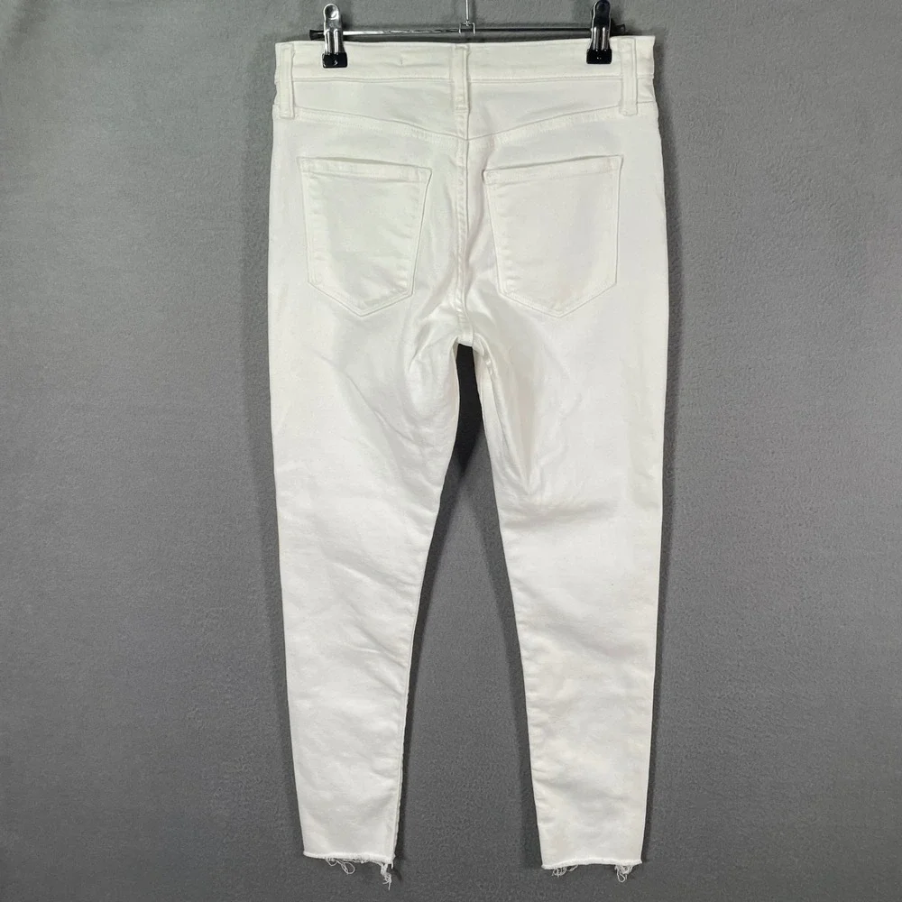 Banana Republic Skinny‎ Jeans Womens 26P White High Rise Raw Hem Ankle Denim